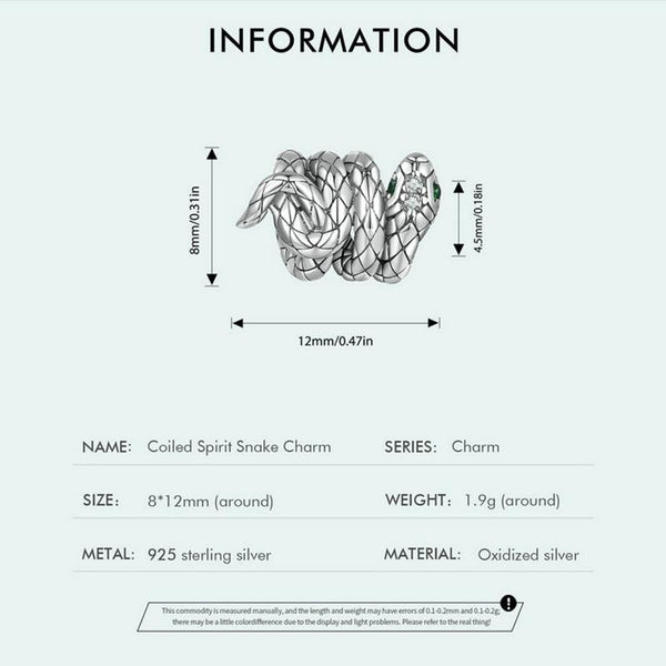 925 Sterling Silver Coiled Snake Pendant For Diy Bracelets Charms & Pendants