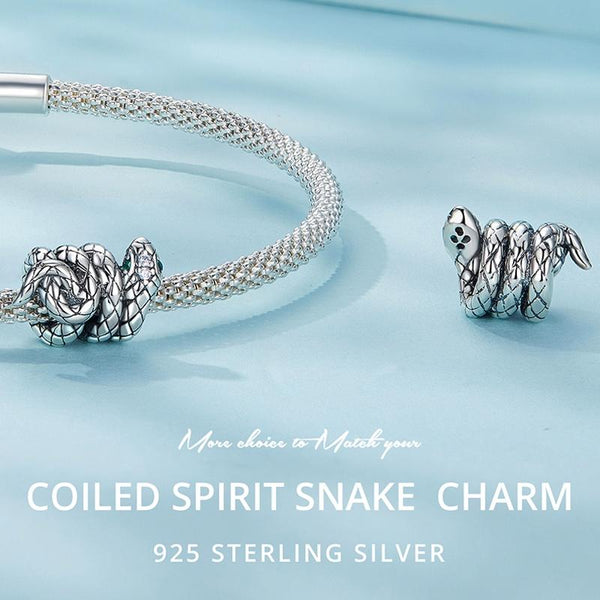 925 Sterling Silver Coiled Snake Pendant For Diy Bracelets Charms & Pendants