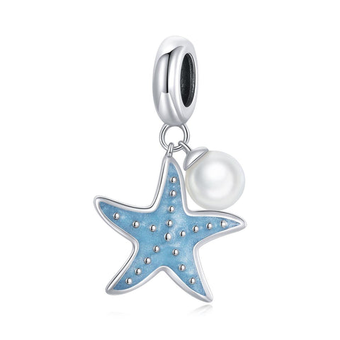 925 Sterling Silver Starfish Pendant For Diy Bracelets & Necklaces Light Blue Charms & Pendants