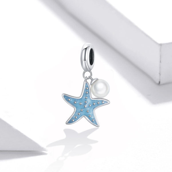 925 Sterling Silver Starfish Pendant For Diy Bracelets & Necklaces Light Blue Charms & Pendants