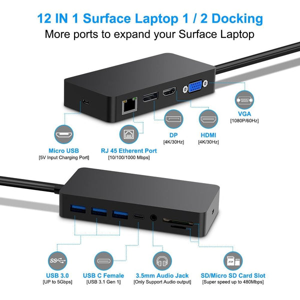 11 In Usb 3.0 Hub Adapter With Rj45 For Surface Laptop / 2 Usb Cables Hubs & Adapters