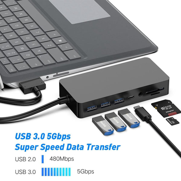 11 In Usb 3.0 Hub Adapter With Rj45 For Surface Laptop / 2 Usb Cables Hubs & Adapters