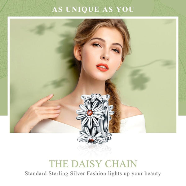 925 Sterling Silver Daisy Wreath Beads For Diy Bracelets & Necklaces Charms & Pendants