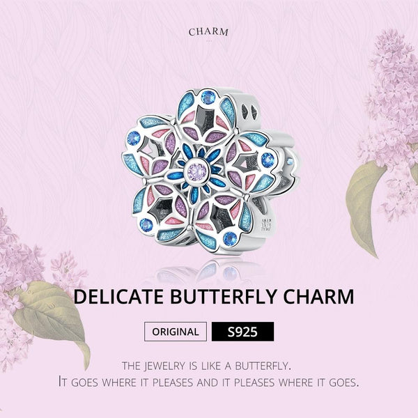 925 Sterling Silver Delicate Butterfly Bead For Bracelet / Necklace Charms & Pendants