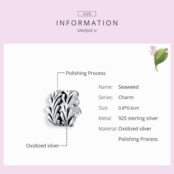 925 Sterling Silver Simple Seaweed Bead Bracelet / Necklace Set Charms & Pendants
