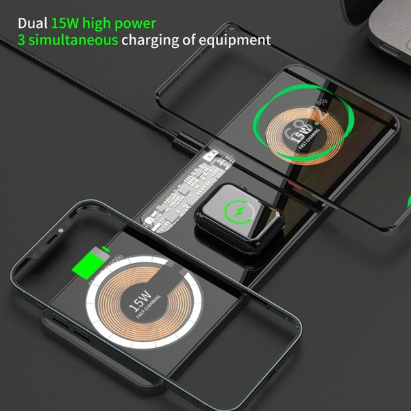 15W Dual Fast Charging Pad For 3 In Wireless Phones Chargers & Cradles