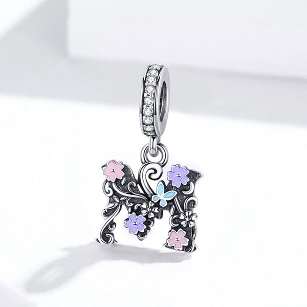 925 Sterling Silver Letter M Pendant For Diy Bracelets & Necklaces Charms & Pendants