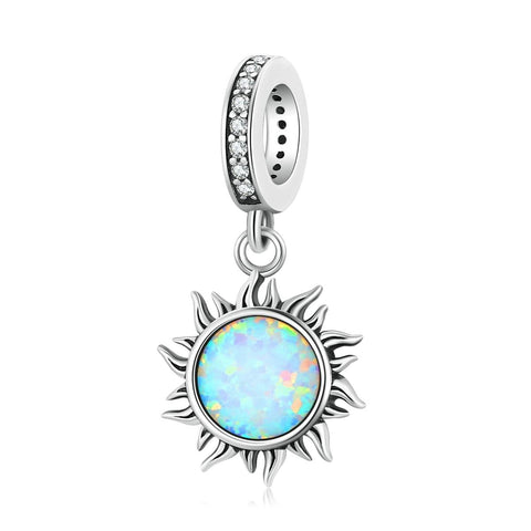 925 Sterling Silver Opal Sun Pendant For Diy Bracelets & Necklaces Charms & Pendants