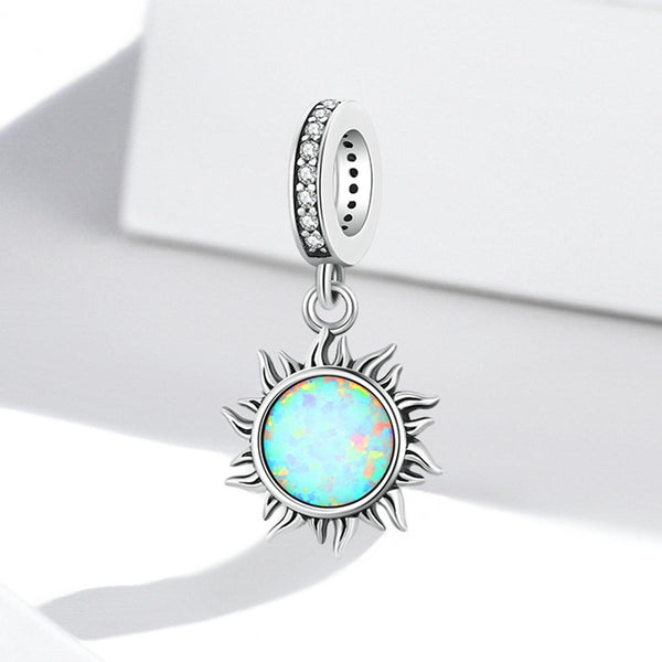 925 Sterling Silver Opal Sun Pendant For Diy Bracelets & Necklaces Charms & Pendants