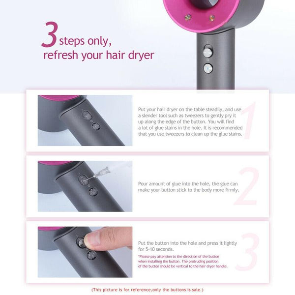 4 Piece Control Button Set For Dyson Hair Dryers