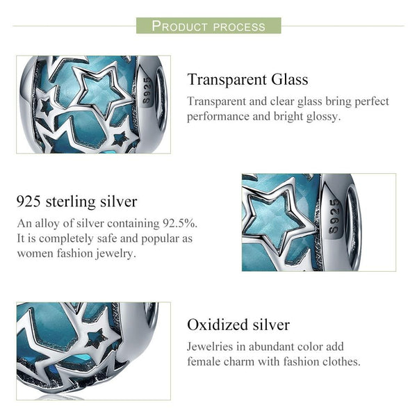 925 Sterling Silver Starry Sky Beads For Diy Bracelets & Necklaces Charms & Pendants
