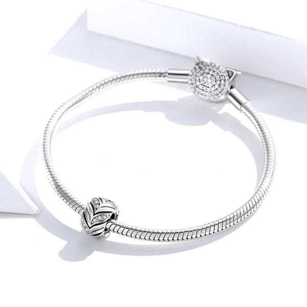 925 Sterling Silver Zircon Beaded Bracelet / Necklace Set Charms & Pendants