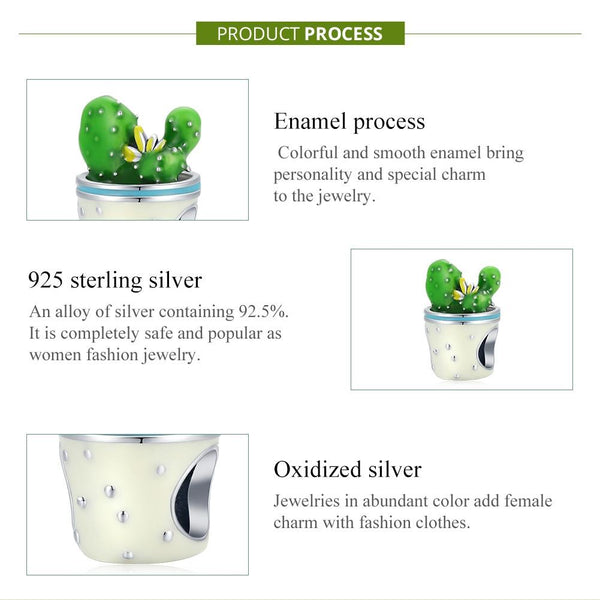 925 Sterling Silver Cactus Flower Beads For Diy Bracelets & Necklaces Charms & Pendants