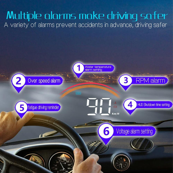 Car Obd2 + Locator Technology Head Up Display Speed & Temperature Alarm Other Instruments & Gauges