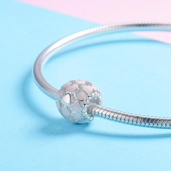 925 Sterling Silver Pure Pink Heart Diamond Beads Charms & Pendants