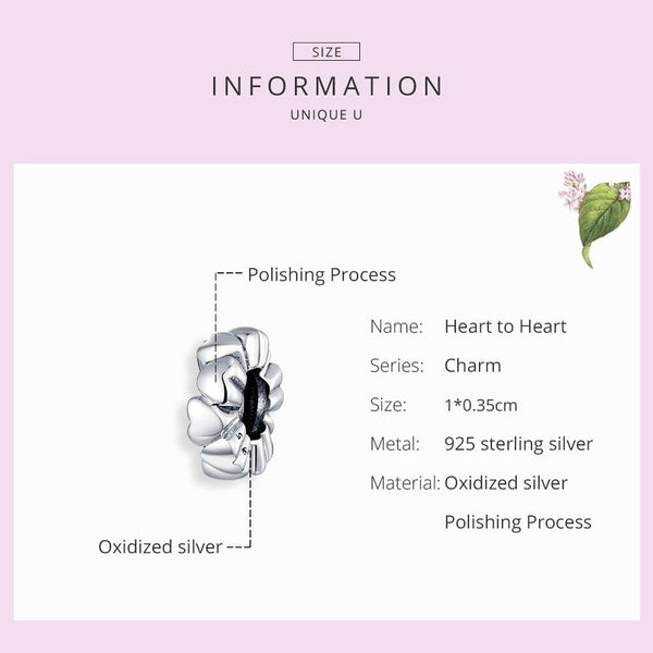 925 Sterling Silver Heart Beads For Diy Bracelets & Necklaces Craft Beads