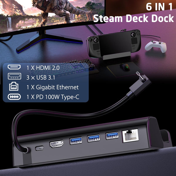Steam Deck Expansion Dock With Hdmi And Gigabit Network Port Chargers & Charging Docks