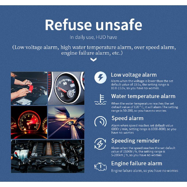 Car Hud Display Overspeed Temp Engine Alarm P20 Obd2 + Locator Technology Other Instruments & Gauges