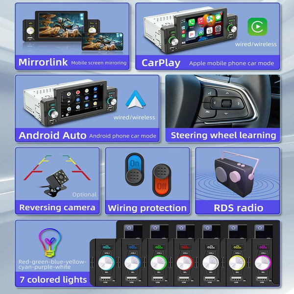 5 Inch Car Mp5 Player W / Wireless Phone Mirror Link & Steering Wheel Control Other Car Audio
