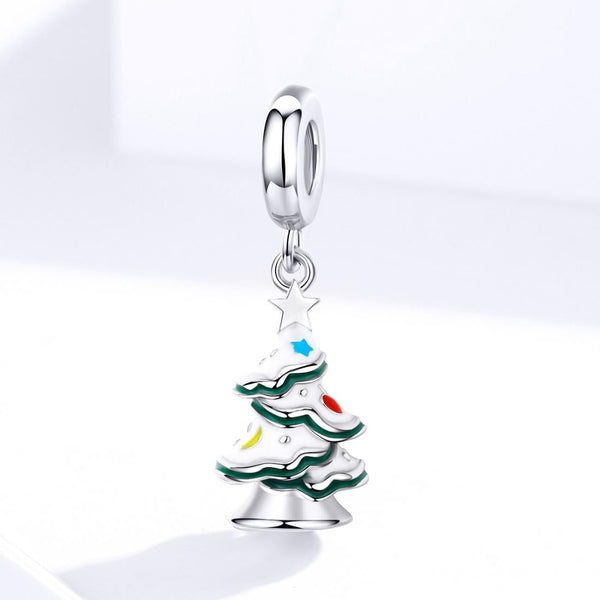925 Sterling Silver Platinum Plated Christmas Tree Pendant For Diy Bracelets And Necklaces Charms & Pendants