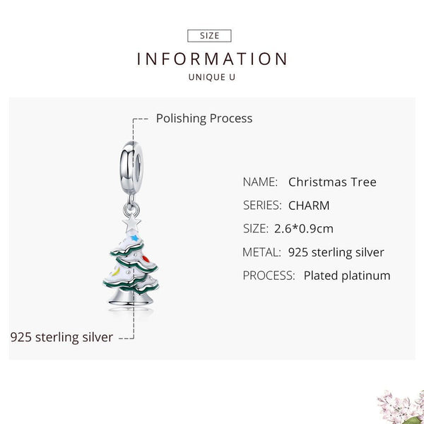 925 Sterling Silver Platinum Plated Christmas Tree Pendant For Diy Bracelets And Necklaces Charms & Pendants