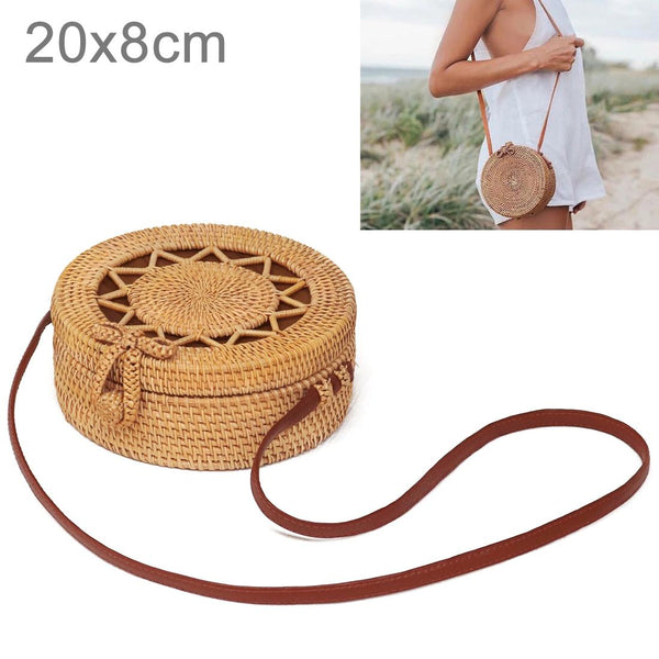 Handmade Rattan Bag Flower Pattern Autumn Design Vintage Art Beach Diagonal 20X20x8cm Women's Bags & Handbags