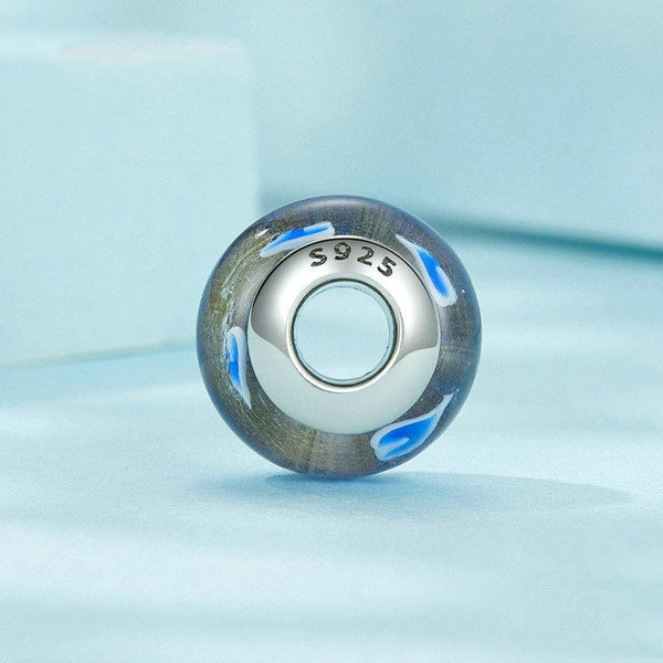 925 Sterling Silver Blue Glass Heart Beads Charms & Pendants
