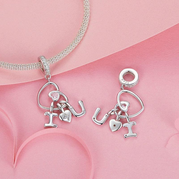925 Sterling Silver Platinum Plated Love Letter Pendant Charms & Pendants
