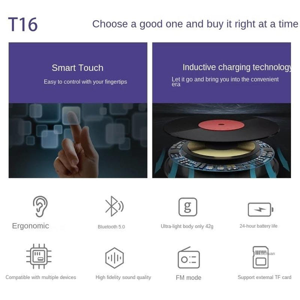 Ultra Long Standby Tws Wireless Bluetooth Stereo Sports Black Earbuds