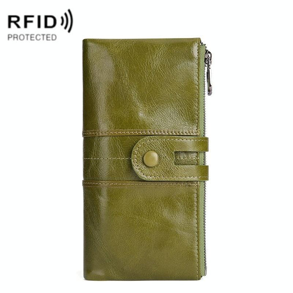 Women Leather Rfid Wallet Sleek & Secure Green Wallets