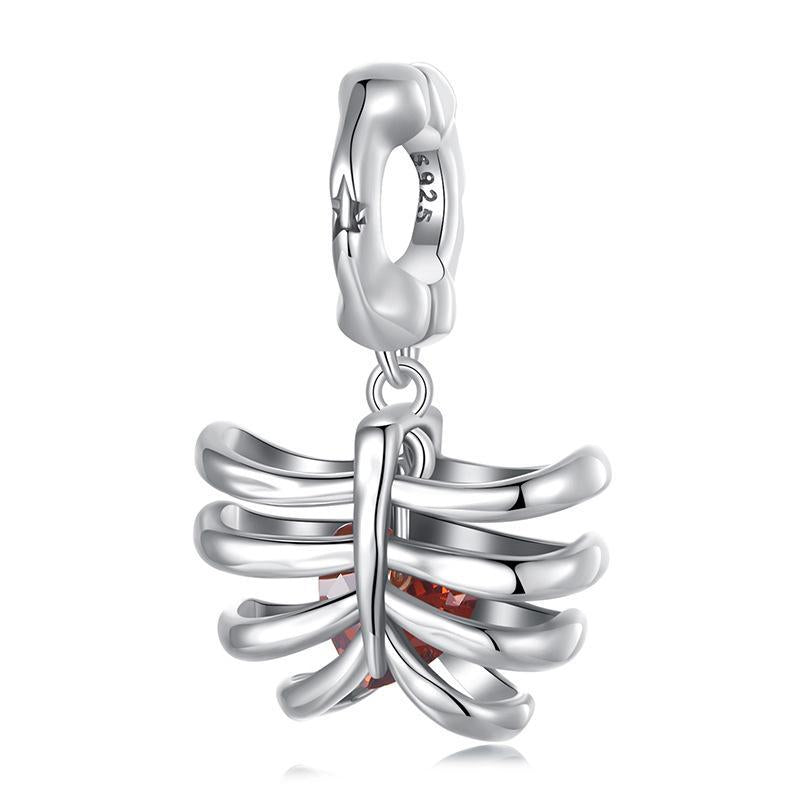 925 Sterling Silver Vintage Oxidized Rib Skull Pendant Charms & Pendants