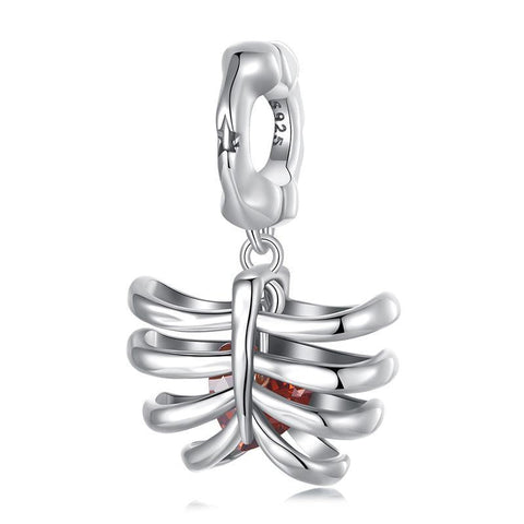 925 Sterling Silver Vintage Oxidized Rib Skull Pendant Charms & Pendants