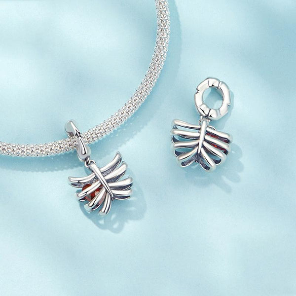 925 Sterling Silver Vintage Oxidized Rib Skull Pendant Charms & Pendants