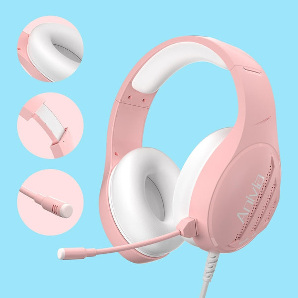3.5Mm Wired Music Headset With Mic Pink Headsets