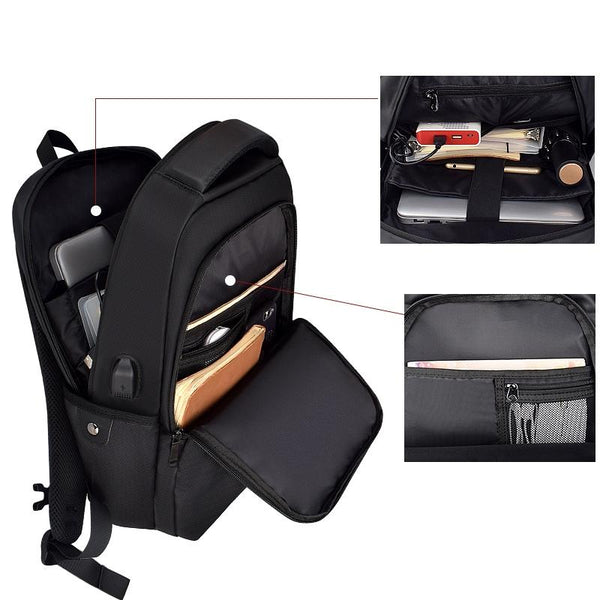 Universal Business Backpack With Usb Charging Port Black 13 15 Inch Backpacks
