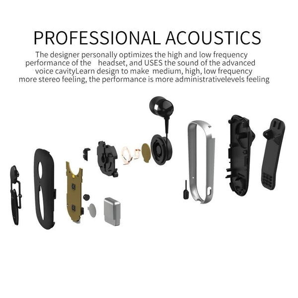 Wireless Bluetooth Earphone With Vibration Reminder And Clip Black Headsets & Earpieces