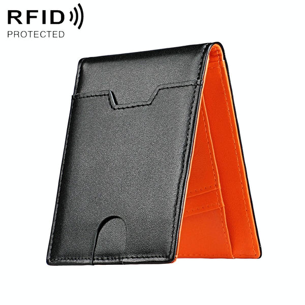 Leather Rfid Wallet Ultra Thin Orange Wallets
