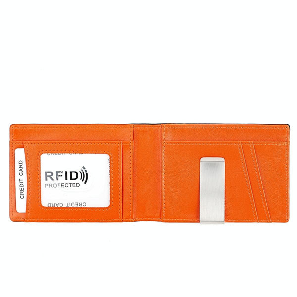 Leather Rfid Wallet Ultra Thin Orange Wallets