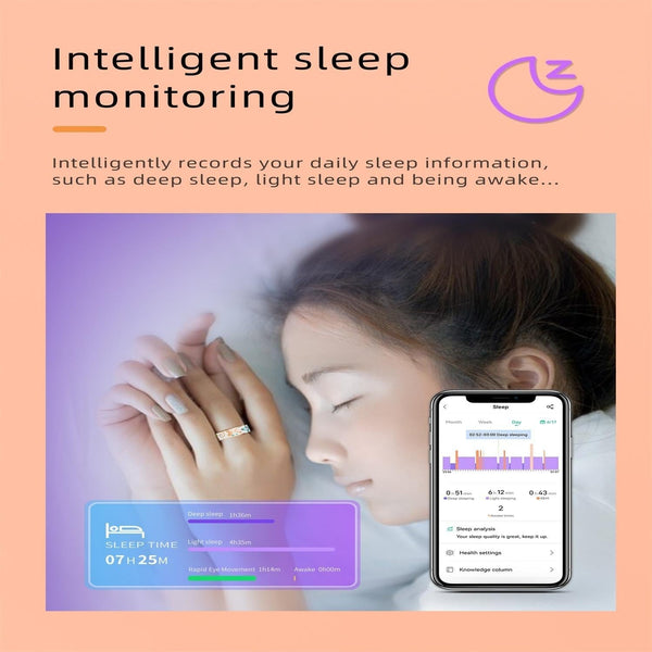 Smart Ring Size 11 Heart Rate Blood Oxygen Sleep Family Care Rose Gold Smart Watches
