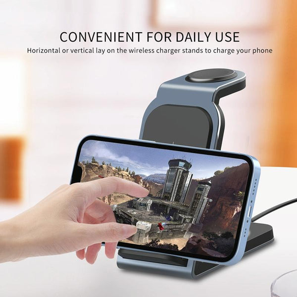 3 In 1 Vertical Metal Wireless Charger Tarnish Chargers & Cradles
