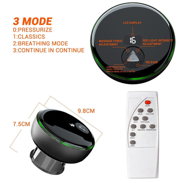 Smart Cupper With Light: Electric Heated Scraping Massage Tool Black Massagers