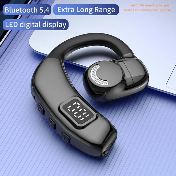 Wireless With Digital Display And Stereo Sound Black Earbuds