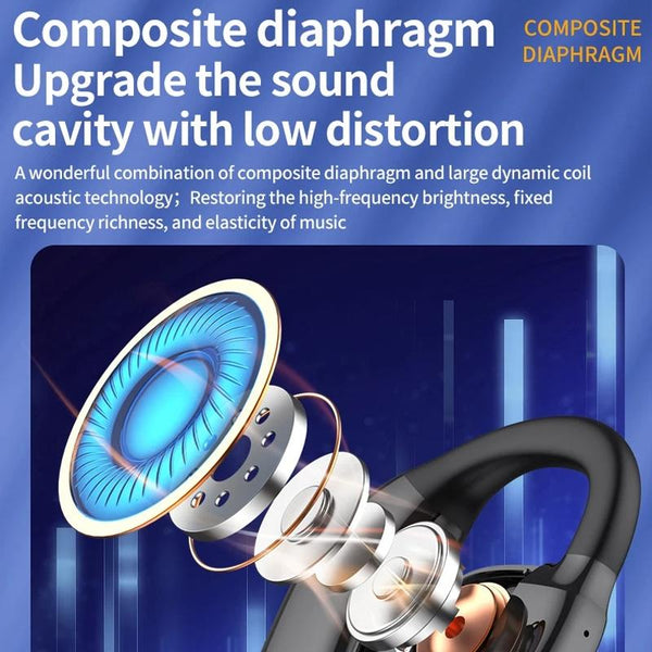 Wireless With Digital Display And Stereo Sound Black Earbuds