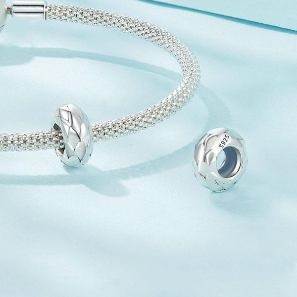 925 Sterling Silver Feather Textured Spacer Bead Bracelet / Necklace Set Bracelets