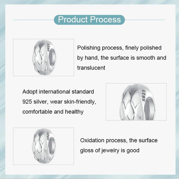 925 Sterling Silver Feather Textured Spacer Bead Bracelet / Necklace Set Bracelets