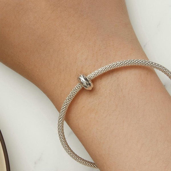 925 Sterling Silver Feather Textured Spacer Bead Bracelet / Necklace Set Bracelets