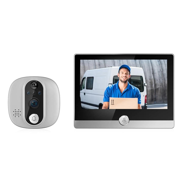 Smart Wifi Door Viewer With Wide Angle Pir & Night Vision 1080P 4.3 Inch Dingdong Photo Smart Doorbells