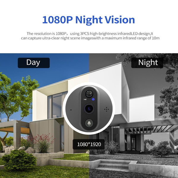 Smart Wifi Door Viewer With Wide Angle Pir & Night Vision 1080P 4.3 Inch Dingdong Photo Smart Doorbells