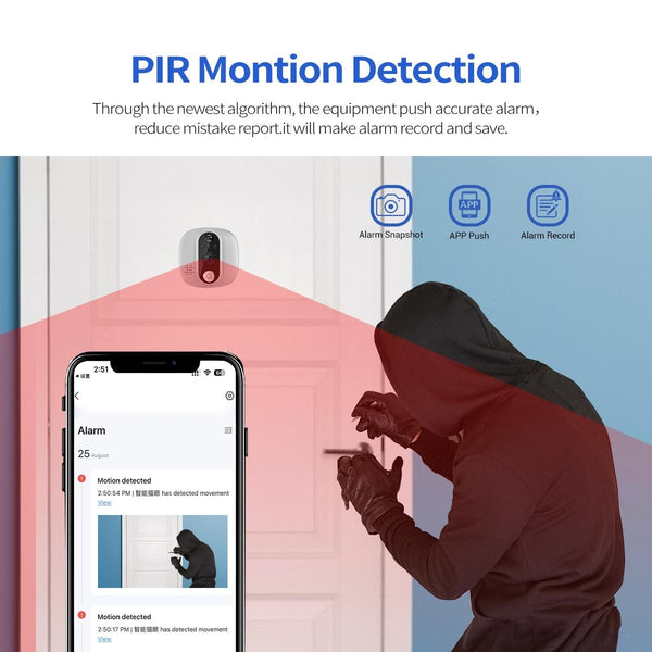 Smart Wifi Door Viewer With Wide Angle Pir & Night Vision 1080P 4.3 Inch Dingdong Photo Smart Doorbells
