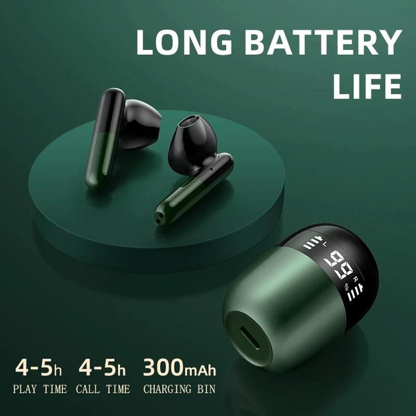 Wireless Bluetooth Earphones With Led Display And Hifi Sound For Sports Black Headsets & Earpieces
